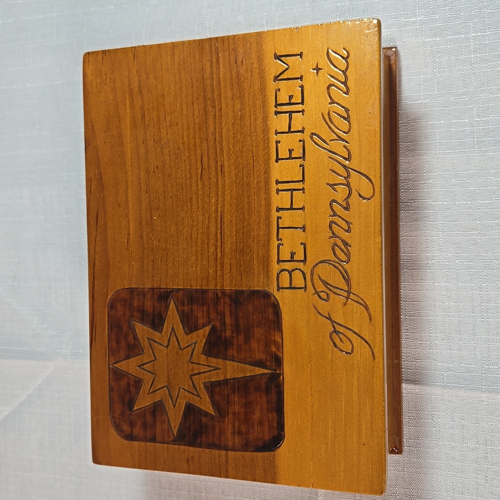 Wooden Bethlehem Pennsylvania Star Keepsake White Pine Wood Box